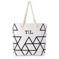 geo prism tote black on white