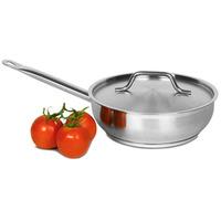 genware stainless steel sauteuse pan amp lid 28ltr