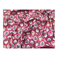 Gentlemen Club Print Cotton Dress Fabric Pink