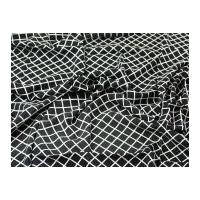 Geometric Grid Print Viscose Challis Dress Fabric Black & White