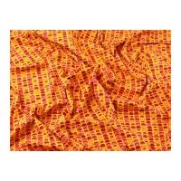 Geometric Retro Print Stretch Cotton Jersey Knit Dress Fabric Orange