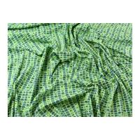 Geometric Retro Print Stretch Cotton Jersey Knit Dress Fabric Green
