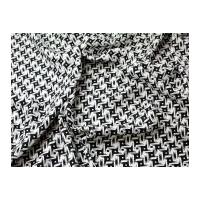 geometric print viscose linen blend dress fabric black white