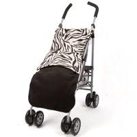 Genesis Universal Zebra Print & Black Soft Fleece Footmuff Cosytoes & Buggy Liner