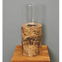 gerda glass birch wood lantern 41cm candle holder by rustic