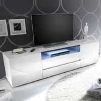 Genie TV Stand In High Gloss White With 2 Drawers And LED