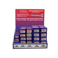 General Purpose Woodscrew 1-2.5in 50 Boxes Counter Top Display