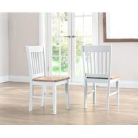 genoa oak and white dining chairs pair