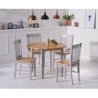 Genoa Oak and Grey 100cm Drop Leaf Extending Dining Table and Chairs