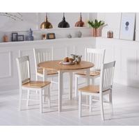 Genoa Oak and White 100cm Drop Leaf Extending Dining Table and Chairs