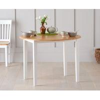 Genoa Oak and White 100cm Drop Leaf Extending Dining Table