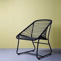 Geneva Lounge Chair In Black With Metal Frame
