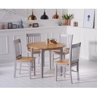 Genoa 100cm Oak and Grey Drop Leaf Extending Dining Table Set with Chairs