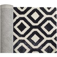 Geometric Dark Blue and Off White Carpet