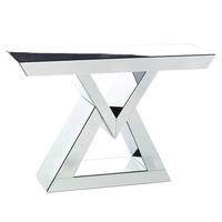 geometric mirrored console table