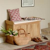 Georgian Oak Hallway Storage Bench with Cushion