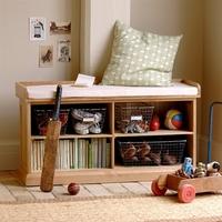 Georgian Oak Shoe Storage Bench with Cushion