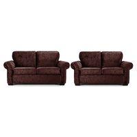 Geoffrey Velvet 3 and 2 Seater Sofa Suite Brown