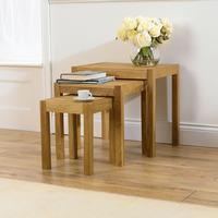 genoa solid oak nest of 3 tables