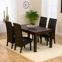 Genoa Oak Dark 150cm Dining Table with 4 Genoa Chairs