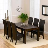 Genoa Oak Dark 180cm Dining Table with 6 Genoa Chairs