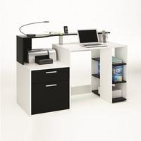 Georgia Wooden Computer Desk In White And Black With 1 Door