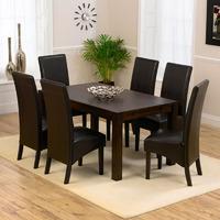 Genoa Oak Dark 150cm Dining Table with 6 Genoa Chairs