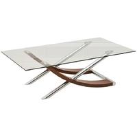 Gemini Clear Glass Top Coffee Table In Walnut And Chrome Base