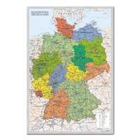 Germany Map Wall Chart Poster Silver Framed - 96.5 x 66 cms (Approx 38 x 26 inches)
