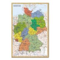Germany Map Wall Chart Poster Beech Framed - 96.5 x 66 cms (Approx 38 x 26 inches)