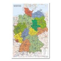 Germany Map Wall Chart Poster White Framed - 96.5 x 66 cms (Approx 38 x 26 inches)