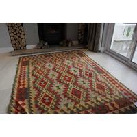 geometric oriental veg dye kelim wool rug