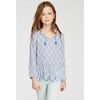 Geo Diamond Print Peasant Top (Kids)