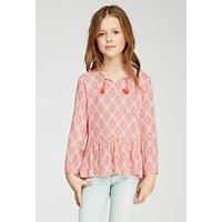 Geo Diamond Print Peasant Top (Kids)