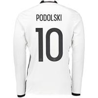 Germany Home Shirt 2016 - Long Sleeve White with Podolski 10 printing