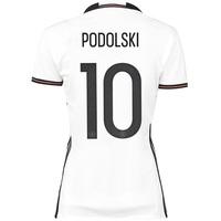 Germany Home Shirt 2016 - Womens White with Podolski 10 printing