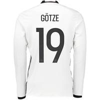Germany Home Shirt 2016 - Long Sleeve White with Göetze 19 printing