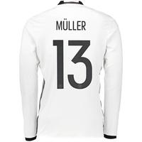 Germany Home Shirt 2016 - Long Sleeve White with Muller 13 printing
