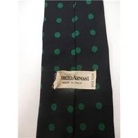 Georgio Armani Navy Blue With Emerald Green Spots 100% Silk Tie