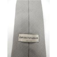 Georgio Armani Pale Grey Silk And Wool Tie
