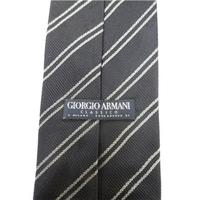 Georgio Armani Black Diagonal Striped 100% Silk Tie