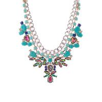 Gem Flower Multi Colour Rhinestone Necklace