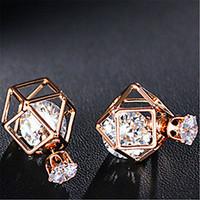 Geometric Double Side Earrings Hollow Out Front/Back Earrings Stud Earrings for Women 1 pair Gold Silver