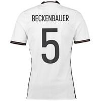 Germany Home Authentic Shirt 2016 White with Beckenbauer 5 printing, White
