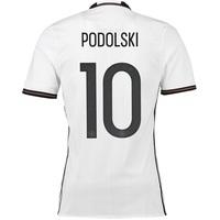 Germany Home Authentic Shirt 2016 White with Podolski 10 printing, White