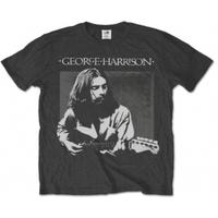 George Harrison Live Portrait Mens Charcoal T Shirt: Medium
