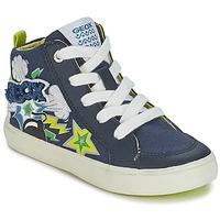 geox kiwi b c boyss childrens shoes high top trainers in blue