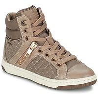 geox creamy g girlss childrens shoes high top trainers in brown