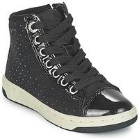 geox creamy girlss childrens shoes high top trainers in black