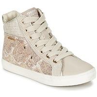 geox j kiwi g h girlss childrens shoes high top trainers in beige